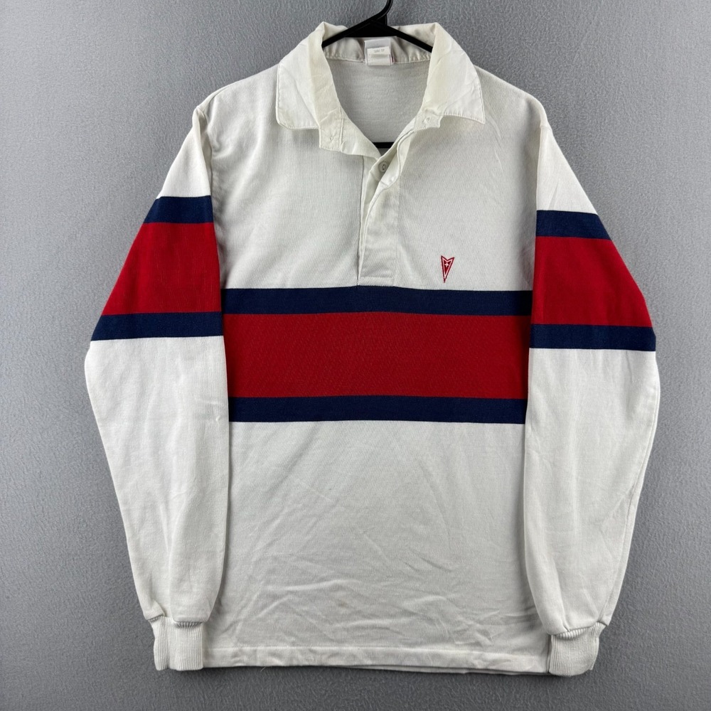 Vintage Pontiac Car Rugby Shirt Mens Large 70s 80s Cotton Blend Long Sleeve Polo
